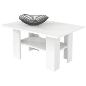 Konferenční stolek 87x60 cm v bílé barvě s odkládací poličkou typ H43 KN835