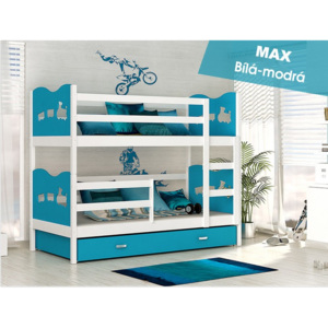 Dětská patrová postel MAX COLOR - modrá barva