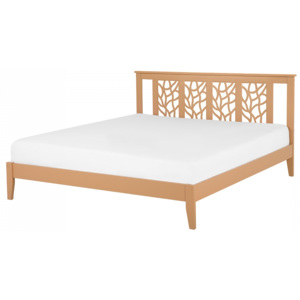 Světle hnědá dřevěná manželská postel 160x200 cm - CALAIS