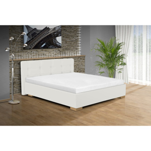 Manželská postel s úložným prostorem Alžběta Barva: eko kůže bílá, typ matrace: matrace 12 cm