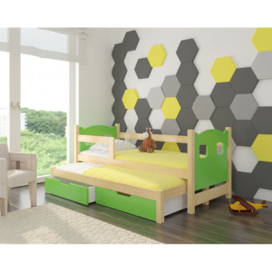 Dětská postel s přistýlkou Campos - zelená barva