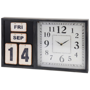Nástěnné hodiny s kalendářem, v dřevěném rámečku