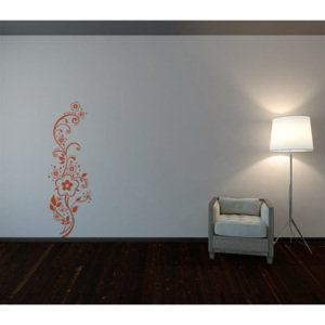 GLIX Květinová dekorace - samolepka na zeď Oranžová 50 x 140 cm