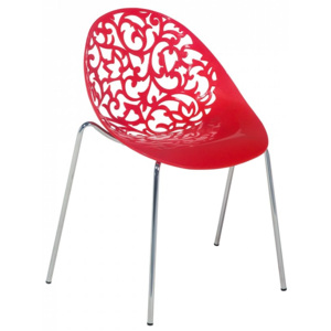 Červená zdobená jídelní židle MUMFORD