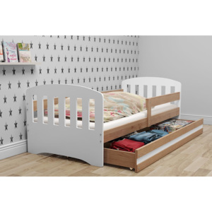 Dětská postel HONZA + matrace + rošt ZDARMA, 80x160, bílá, olše