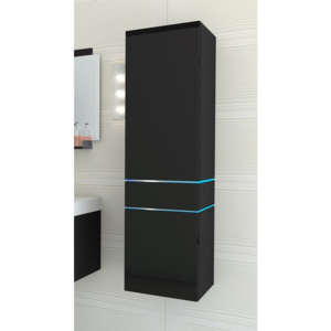Závěsná koupelnová skříňka TALUN - TYP 01 + LED osvětlení, 30x110x30, černá/černý lesk