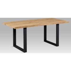 Artium Jídelní stůl | 180x90cm | 3D folie dekor dub | černý kov