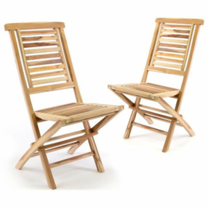 Sada 2 ks zahradní židle skládací DIVERO "Hantown" z masivního týkového dřeva - Divero D41004