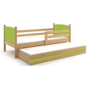 Dětská postel BRENEN 2 + matrace + rošt ZDARMA, 80x190, borovice, zelená
