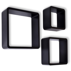 TZB Nástěnné poličky Cube černé - sada 3 kusů