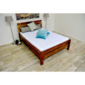 Vyvýšená postel z masivu FAIRYTALE + pěnová matrace DE LUX 14 cm + rošt, 120 x 200 cm, dub-lak