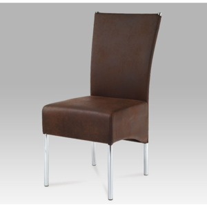Artium Jídelní židle chrom / imitace broušené kůže hnědá - HC-040 BR3