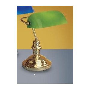 OR LA 4-587/1 MOSAZ Stolní lampa 1xE27 mosaz/zelené sklo, výška 35cm - ORION