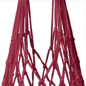 Luxusní ručně vázaná síťovka/ nákupní taška, kožené uši CEDON (Barva - červená, nylon, kožené uši)
