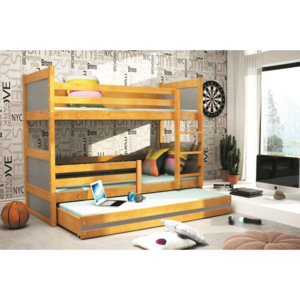 Patrová postel FIONA 3 + matrace + rošt ZDARMA, 80x190 cm olše, grafit