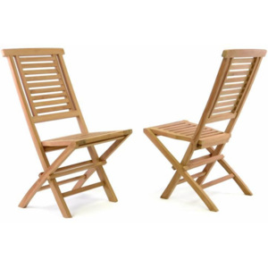 Sada 2 ks Skládací zahradní židle DIVERO Hantown - týkové dřevo - Divero D41623