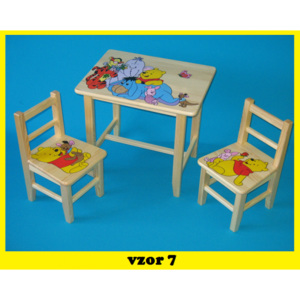 Dětský Stůl s židlemi Pů + malý stoleček zdarma !! (Výběr z osmi vzorů + malý stoleček zdarma !!)