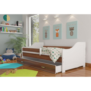 Dětská postel SWAN + matrace + rošt ZDARMA, 180x80, bílá/havana