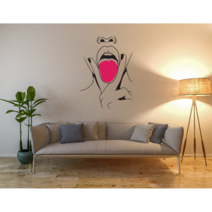 GLIX Lips Swag - samolepka na zeď Černá a růžová 50 x 70 cm