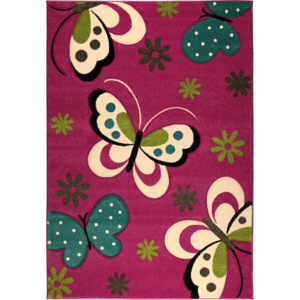 Jutex Kusový koberec dětský Marvelous 772-017 růžová-fuchsia motýlci 080x150 cm