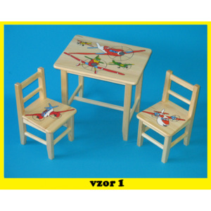 Dětský Stůl s židlemi Letadla + malý stoleček zdarma !! (+ malý stoleček zdarma !!)