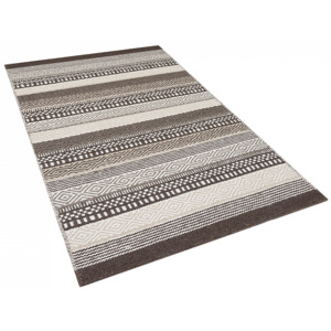 Hnědý vlněný ručně vyrobený koberec 80x150 cm - POLATLI