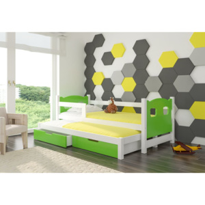 Dětská postel DUMBO + matrace + rošt ZDARMA,80x188x81, bílá/zelená
