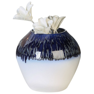 Papillon Váza keramická Vulcano, 34 cm bílá / modrá