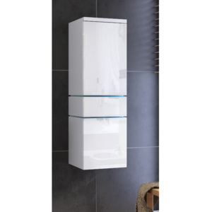Závěsná koupelnová skříňka TALUN - TYP 01 + LED osvětlení, 30x110x30, bílá/bílý lesk