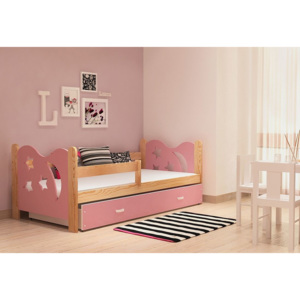 Dětská postel MICKEY + matrace + rošt ZDARMA, 160x80, olše/růžová