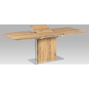 Artium Rozkládací jídelní stůl |160+50x90cm | 3D folie dekor dub | broušený nerez