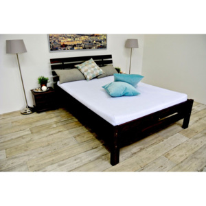 Vyvýšená postel z masivu ANNABEL + matrace + rošt 140 x 200 cm - ořech - lak