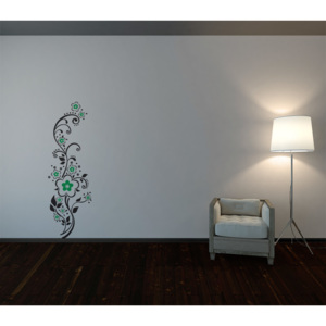 GLIX Květinová dekorace - samolepka na zeď Černá a zelená 50 x 140 cm