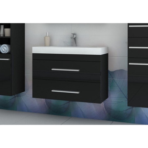 Koupelnová skříňka pod umyvadlo KOLI, 80x50x40, černá/černý lesk