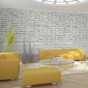 Bimago Fototapeta - Wall made from white raw brick 550x270 cm