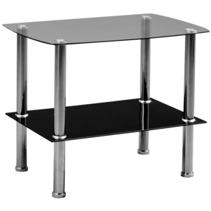 Artenat Odkládací stolek skleněný Zoom, 65 cm, čiré/černé sklo