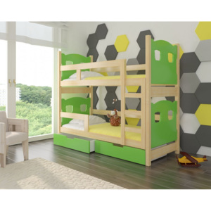 Dvoupatrová dětská postel Maraba - zelená barva