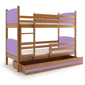 Patrová postel BRENEN + matrace + rošt ZDARMA, 80x160, olše, fialová