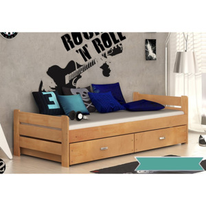 Komfortní dřevěná postel BART + rošt ZDARMA, 200x90, borovice