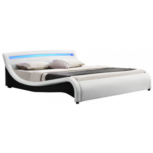 Čalouněná postel Malaga s LED osvětlením 180 x 200 cm - bílá
