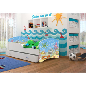 Dětská postel s pohádkovými motivy FRAGA + matrace + rošt ZDARMA, 140x80, VZOR 30