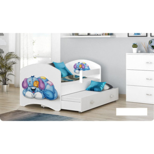 Dětská pohádková postel LUCIE P2 + matrace + rošt ZDARMA, 200x90, bílá/vzor 11