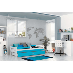 Dětská postel HUGO s barevným čelem - modrá barva