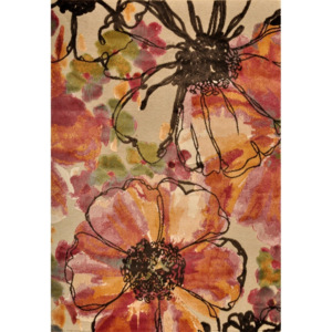 Jutex Kusový koberec moderní Nepal 38188-6161-61 béžový květy 065x110 cm