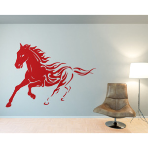 GLIX Kůň - samolepka na zeď Světle červená 140 x 100 cm
