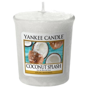 Yankee Candle - votivní svíčka Coconut Splash 49g (Osvěžující a čistá vůně kokosu a dalšího exotického ovoce s dotekem přírodní tropické sladkosti.)