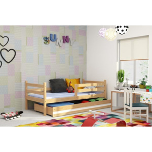 Dětská postel RAFAL + matrace + rošt ZDARMA, 90x200 cm,borovice, bílá