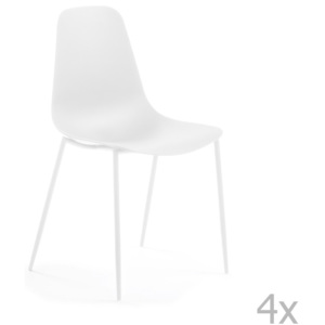Sada 4 bílých jídelních židlí La Forma Wassu