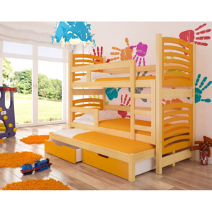 Dvoupatrová dětská postel s přistýlkou Soria - oranžová