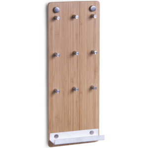 Bambusový tabule na klíče, 9 háčků + polička, ZELLER